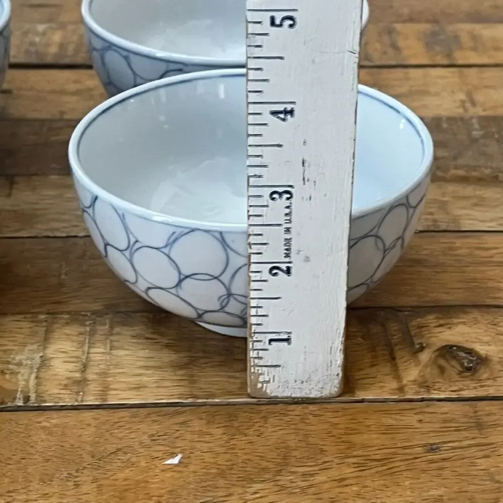 IKEA Blue Bubbles Ceramic Bowl Set of 4 4.4